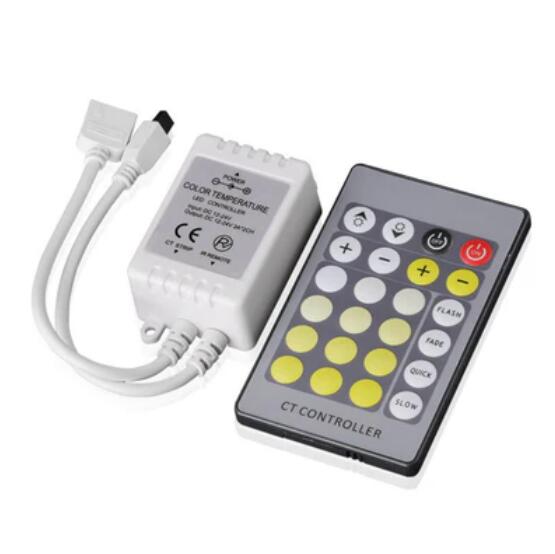 24Key IR Remote Controller for Dual White LED Strip Lights DC12V-24V LED Strip Controller