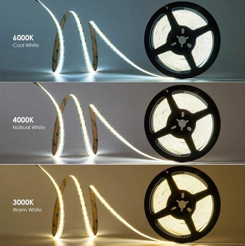 FCOB LED Strip 16.4FT/5M CRI90 320LEDs/m 8W/m 12V/24V Dimmable LED Light Ribbon Indoor Use