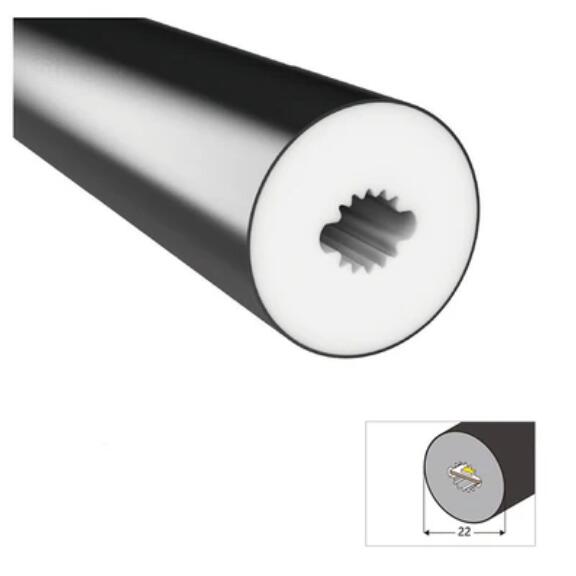 16.4FT(5Meters) Dia.22mm 360° Emitting IP67 Waterproof Flexible Full Black Silicon LED NEON Tube Housing Fit for 8mm Wide LED Strip Light