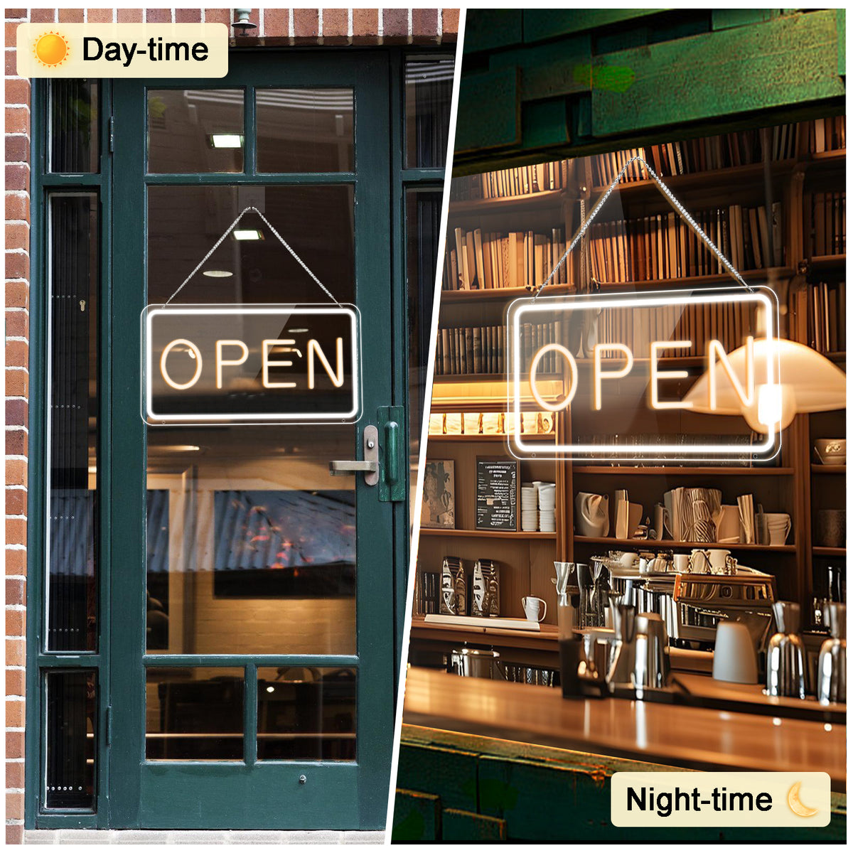 Open Signs for Business, COB Chip LED Neon Open Sign, 16"x 9" Bright Electric Light Up Open Signs with ON/OFF Switch adapter for Bars, Stores, Coffee Shop, Hotel, Window, Outdoor etc.