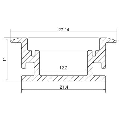LED Floor Channel Strip light Channel for Floor (WxH):12.2 mm x 8mm 1 meter (39.4inch) With Waterproof Thicken 3mm Diffuser