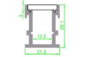 Waterproof LED Floor Channel Aluminum LED Profile(WxH):12.2 mm x 20.1 mm 1 meter (39.4inch) Diffuser 3mm thickness