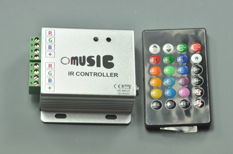 Music Led Controller 24 Keys IR Remote RGB Controller Music Sound LED Strip /LED Bulb Sensitive Control  Aluminum 72 W