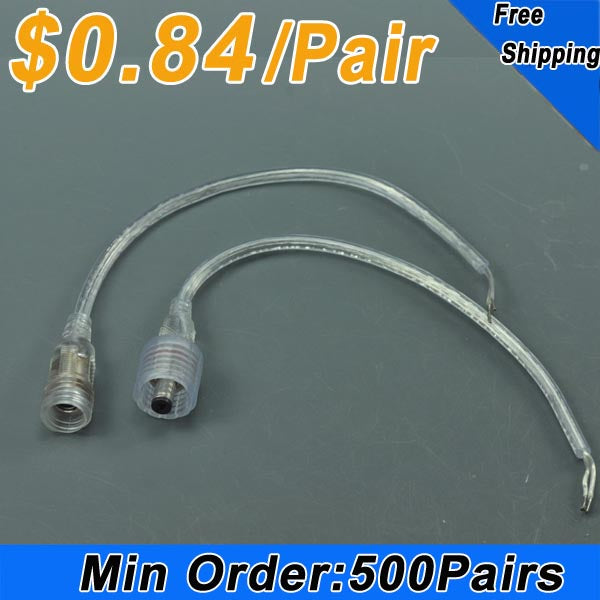 Wholesale LED Strip Waterproof DC Connector Female and Male 5.5mm x 2.1mm(2.5mm) For strip light power supply connect   Transparent