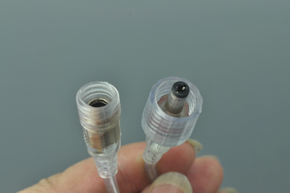 Wholesale LED Strip Waterproof DC Connector Female and Male 5.5mm x 2.1mm(2.5mm) For strip light power supply connect   Transparent