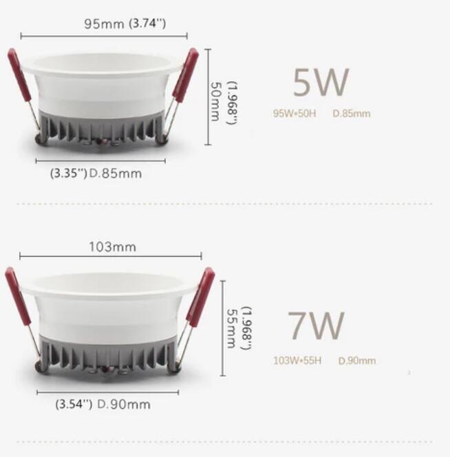 3W/5W/7W/9W Anti-glare, Antifog Dimmable LED Downlight CRI80 Deep Concave Ceiling Light-DFX Series