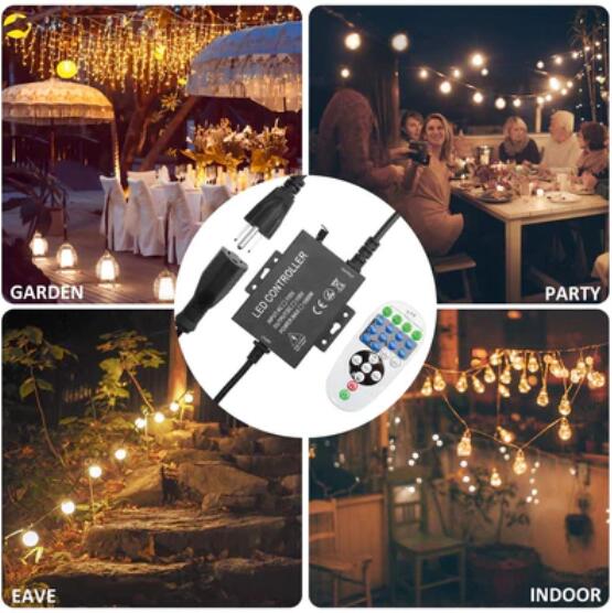 1500Watt AC110V/220V LED Dimmer for 110V/220V LED String Light, Wireless Remote Control Dimmer with 3 Prong Outlet, Timer Switch