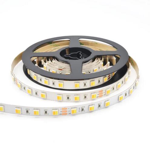 12V Dual White LED light Strip, 16.4FT/5Meter SMD5050-300 60 LEDs Per Meter 2 in 1 Color Temp-Adjustable Flexible LED Strip Light