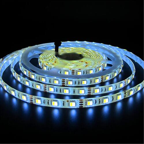 12V Dual White LED light Strip, 16.4FT/5Meter SMD5050-300 60 LEDs Per Meter 2 in 1 Color Temp-Adjustable Flexible LED Strip Light