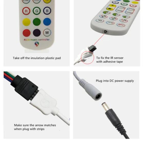 5V-24V DC Wireless ELK6ARGB Bluetooth Music Symphony Controller with Two Outputs for RGB Color Changing LED Flexible Strip Lights