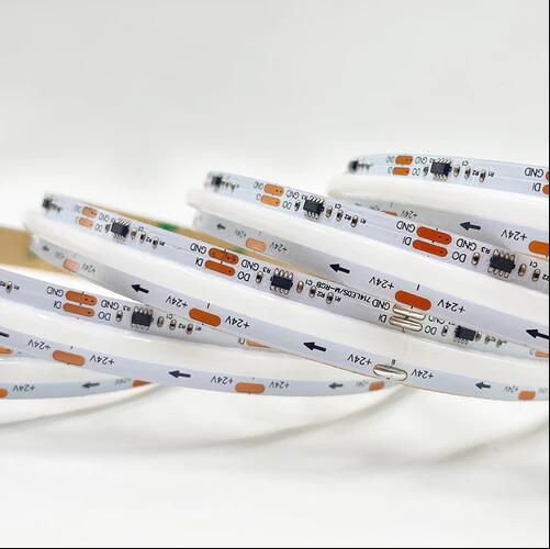 FCOB WS2811 IC RGB Chip Flexible High Density Chasing Color LED Strip DC24V 720LED/m 16.4FT 100IC 12mm Width Dream Color LED Tape for Indoor DIY Decoratio(NO Adapter or Controller)