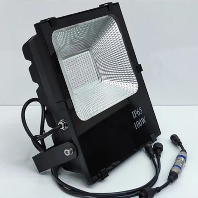 DMX512 RGB LED Flood Light 100W AC110-220V Outdoor IP66 LED WallWasher BLACK Aluminum Case Tempering Glass Cover High Lumen Security Light,Tunnel Spotlight Garden Landscape Lawn Lamp