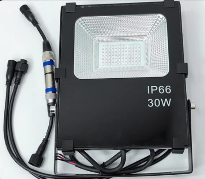 DMX512 RGB LED Flood Light 30W AC110-220V Outdoor IP66 LED WallWasher BLACK Aluminum Case Tempering Glass Cover High Lumen Security Light,Tunnel Spotlight Garden Landscape Lawn Lamp