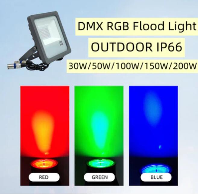 DMX512 RGB LED Flood Light 30W AC110-220V Outdoor IP66 LED WallWasher GREY Aluminum Case Tempering Glass Cover High Lumen Security Light,Tunnel Spotlight Garden Landscape Lawn Lamp