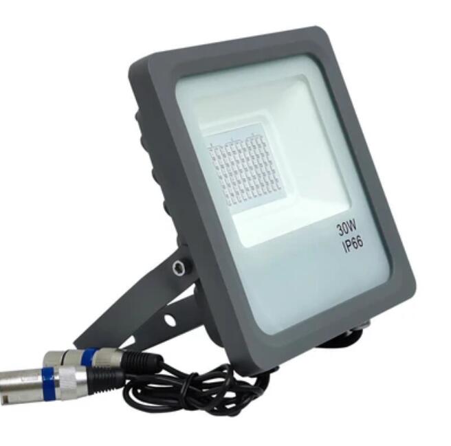 DMX512 RGB LED Flood Light 30W AC110-220V Outdoor IP66 LED WallWasher GREY Aluminum Case Tempering Glass Cover High Lumen Security Light,Tunnel Spotlight Garden Landscape Lawn Lamp