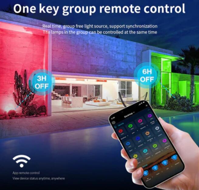 2 Pack 50W RGBCW Outdoor LED Floodlight WiFi Bluetooth RGBCW 2700K-6500K & 16 Million Colors, LED Landscape Lights, IP66 Waterproof
