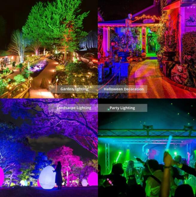 2 Pack 50W RGBCW Outdoor LED Floodlight WiFi Bluetooth RGBCW 2700K-6500K & 16 Million Colors, LED Landscape Lights, IP66 Waterproof
