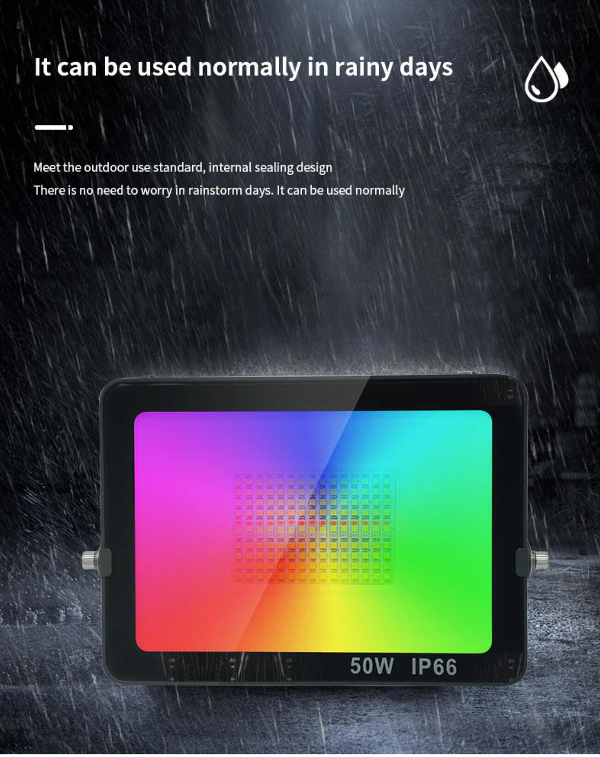 2 Pack 50W RGBCW Outdoor LED Floodlight WiFi Bluetooth RGBCW 2700K-6500K & 16 Million Colors, LED Landscape Lights, IP66 Waterproof