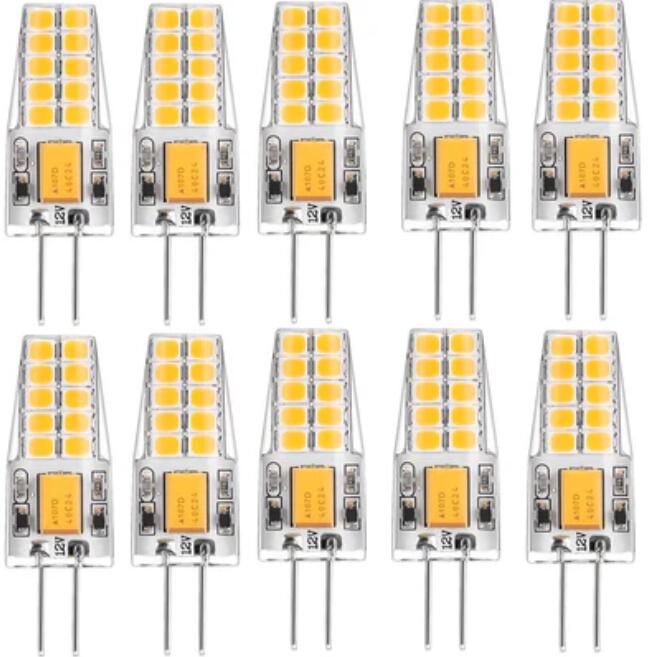10 Pack G4 LED Light Bulb Bi-Pin Silicon Encapsulation 12V 2.5 W CRI>80 290-310Lumen 20x2835 LEDs 25W Equivalent