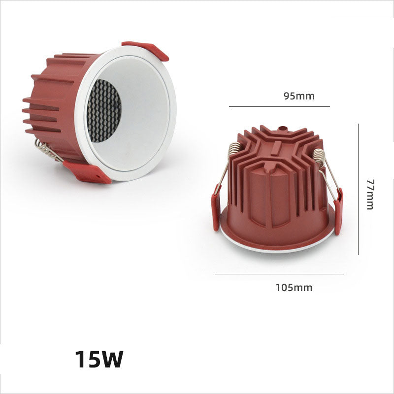 15W LIVING ROOM NARROW BORDER HONEYCOMB ANTI-GLARE SPOTLIGHT EMBEDDED LED ROUND CEILING LIGHT