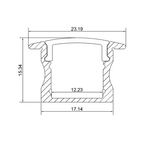 LED Aluminium Extrusion Width 12.2mm  Recessed LED Aluminum Channel 1 meter(39.4inch)  LED Profile With  23.3mm Flange