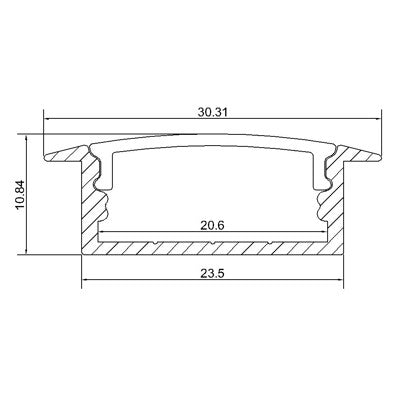 Super wide 23.5mm Strip Recessed  LED Aluminium Extrusion Recessed LED Aluminum Channel 1 meter(39.4inch)  LED Profile