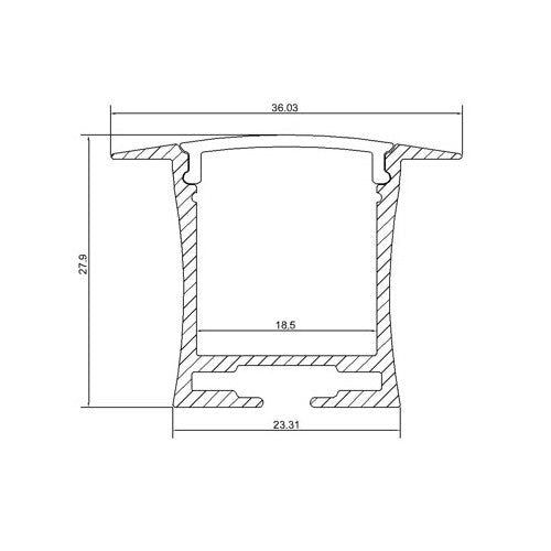 LED Aluminium Extrusion 18.6mm  Recessed LED Aluminum Channel 1 meter(39.4inch)  With Wings