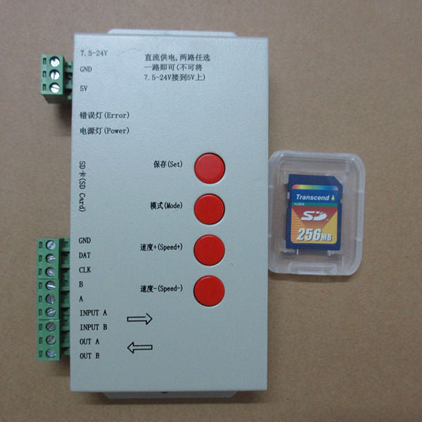 T1000S SD Card LED Pixel Controller For  LPD8806 6803  5-24V