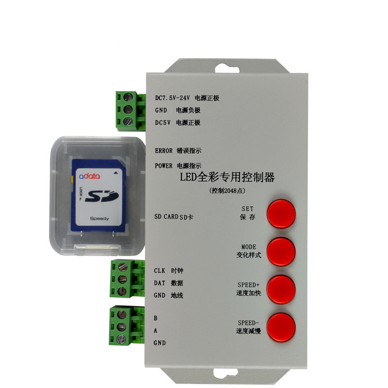 T1000S SD Card  LPD6803 LED 2048 DC5~24V Pixels Controller