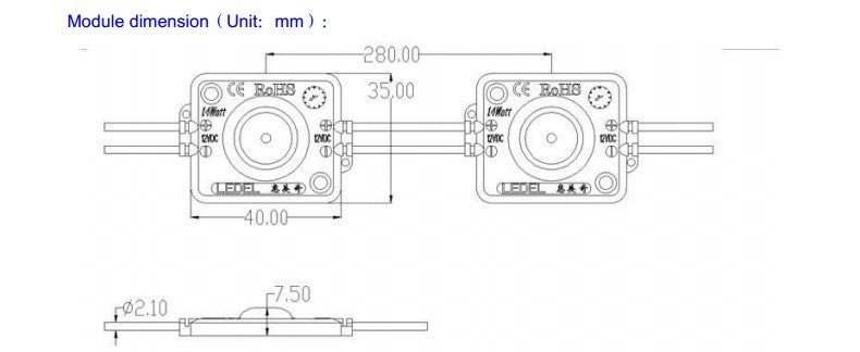 Osram LED Modules 1W 40mm*35mm 12V Osram LED Modules Waterproof Modules Lightbox LED Backlights
