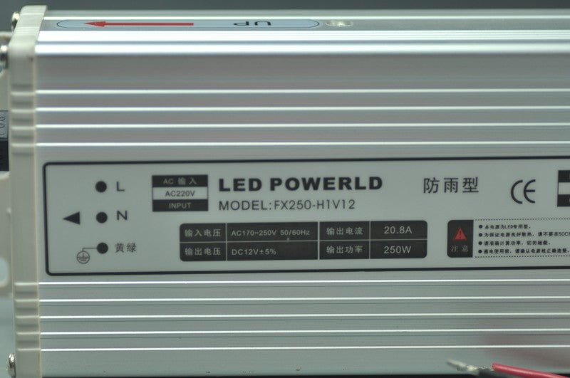 250 Watt LED Power Supply 12V 20.5A LED Power Supplies Rain-proof For LED Strips LED Lighting