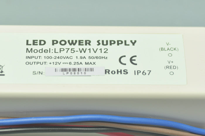 75 Watt LED Power Supply 12V 6.25A LED Power Supplies Waterproof IP67 For LED Strips LED Light