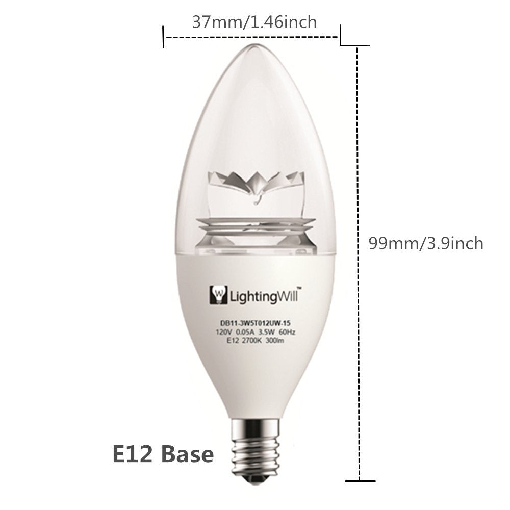 Free shipping 100pcs * UL CUL Approved 3.5 Watt 300 Lumen LED Candle Light Bulb Dimmable 2700K Warm White Color in E12 Edison Screw Base, 40 Watt Incandescent Lamp Equivalent