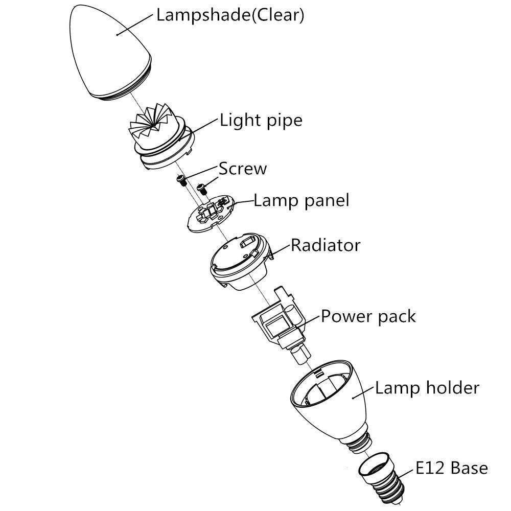 LED Candle Light UL CUL Approved 3.5 Watt 300 Lumen LED Candle Light Bulb Dimmable 2700K Warm White Color in E12 Edison Screw Base, 40 Watt Incandescent Lamp Equivalent