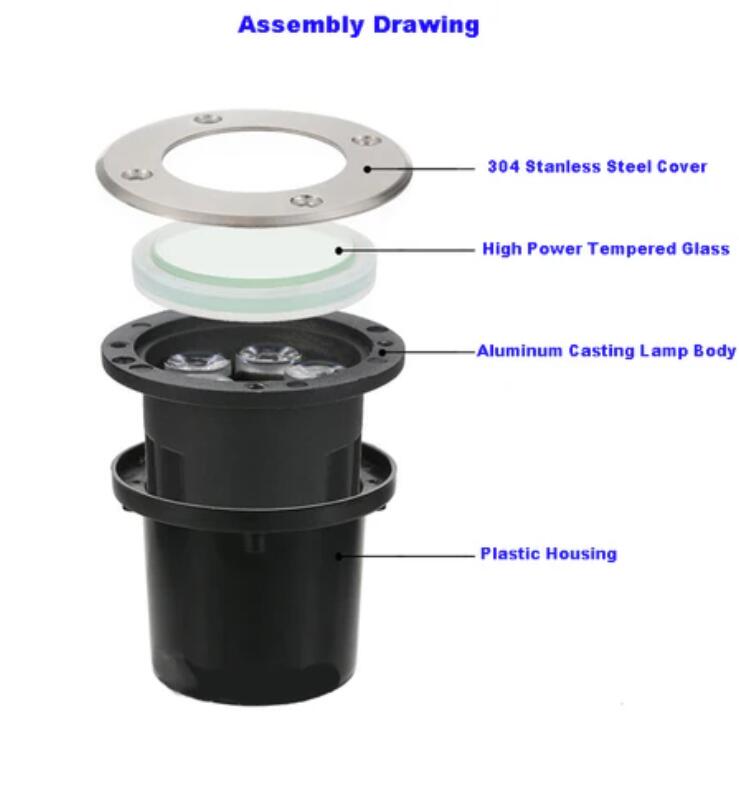 1W / 3W / 5W /7W IP67 Waterproof Underground Fixture Landscape Uplighting Well LED Garden Lights