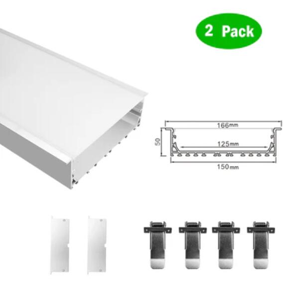 2 Pack H15050 Big Aluminum Extrusion Channel for Flush Mounting Linear Office Lighting System