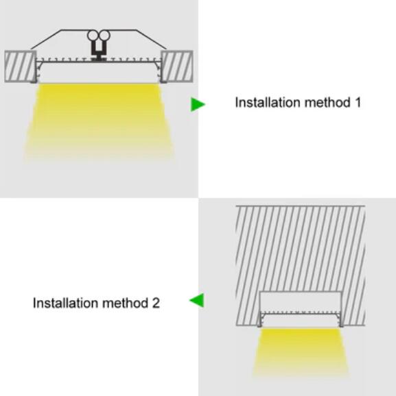 2 Pack H20050 Big Aluminum Extrusion Channel for Flush Mounting Linear Office Lighting System