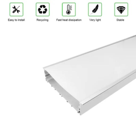 2 Pack H20050 Big Aluminum Extrusion Channel for Flush Mounting Linear Office Lighting System