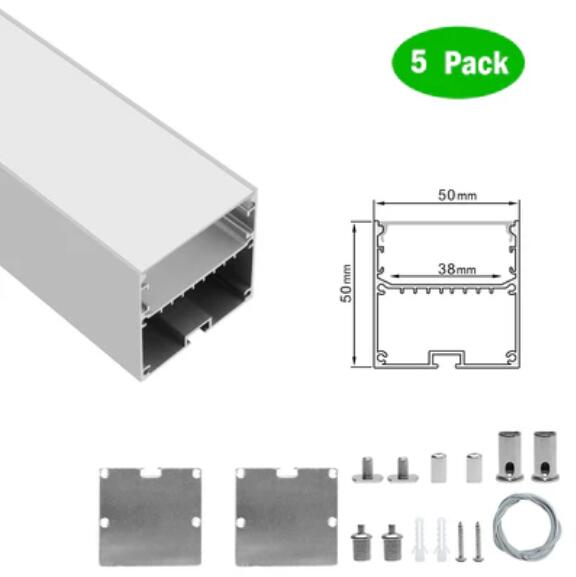 5 Pack H5050 Big Aluminum Extrusion Channel for Suspension Mounting Linear Office Lighting System