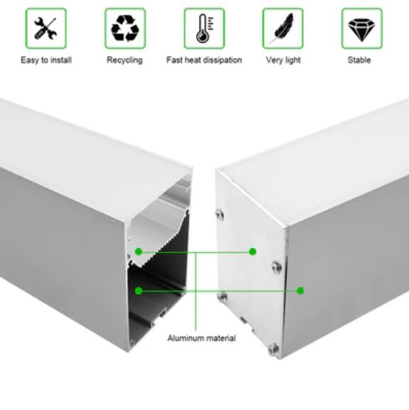2 Pack H5075 Big Aluminum Extrusion Channel for Suspension Mounting Linear Office Lighting System