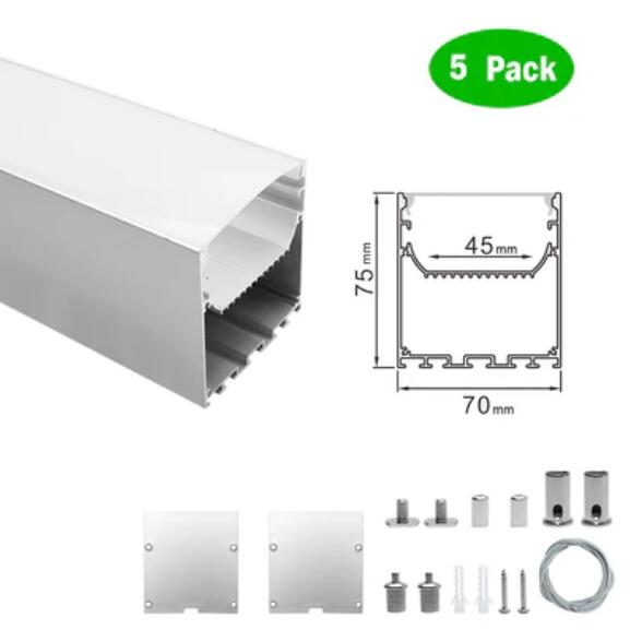 5 Pack H7075 Big Aluminum Extrusion Channel for Suspension Mounting Linear Office Lighting System