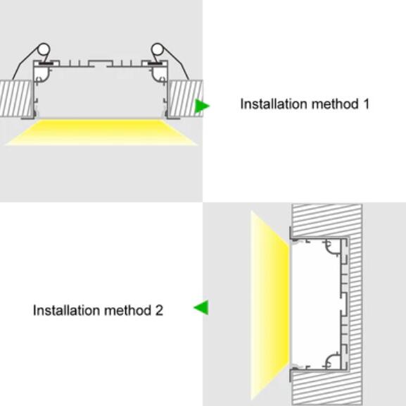 2 Pack H7635A Big Aluminum Extrusion Channel for Flush Mounting Linear Office Lighting System