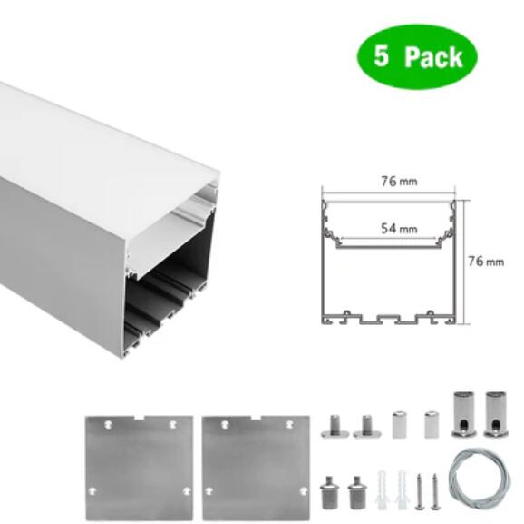5 Pack H7676 Big Aluminum Extrusion Channel for Pendant Mounting Linear Office Lighting System