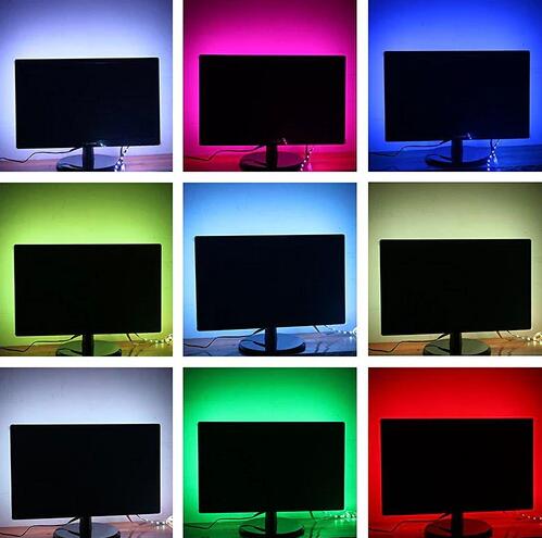 S-Shape Bias Lighting for HDTV -3.3ft/1M and 6.6ft/2M RGB LED Backlight Strip 12V Powered Bendable Strip Kit for Flat Screen TV LCD, Desktop Monitors. No Need to Cut.