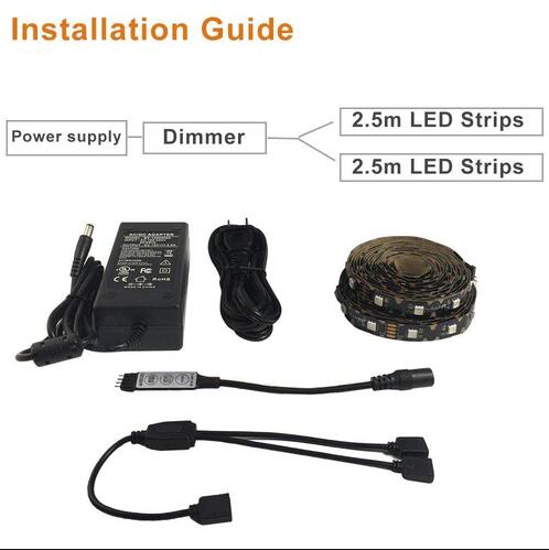 S-Shape Bias Lighting for HDTV -3.3ft/1M and 6.6ft/2M RGB LED Backlight Strip 12V Powered Bendable Strip Kit for Flat Screen TV LCD, Desktop Monitors. No Need to Cut.