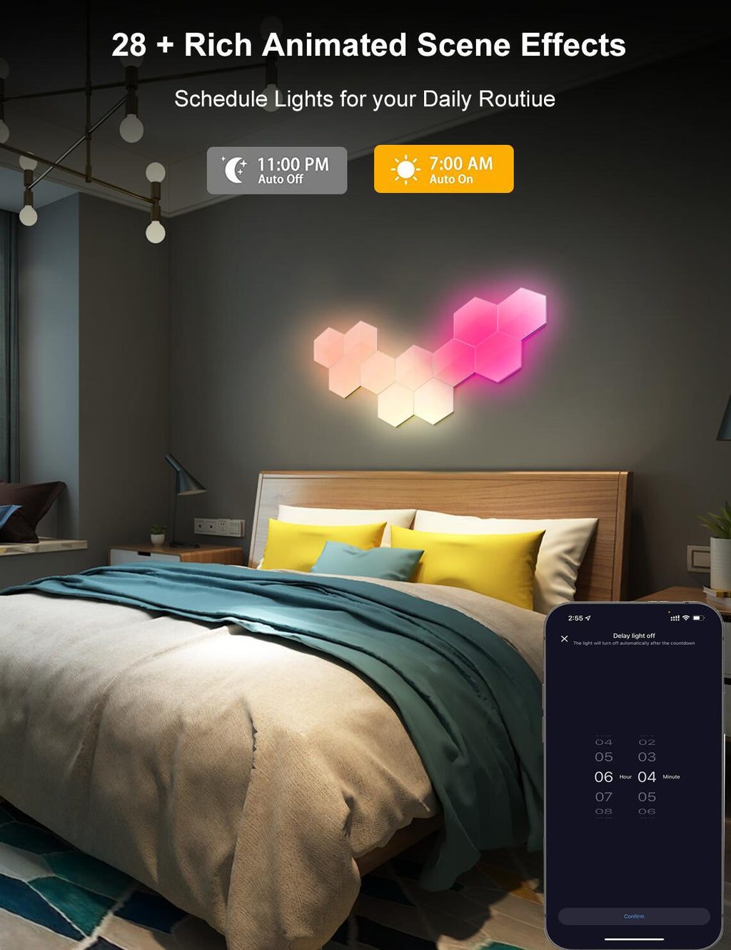 Hexagon Lights Smart App Control RGB Hexagon LED Lights for Wall or Desktop with Music Sync for Gaming Room Streaming Decor