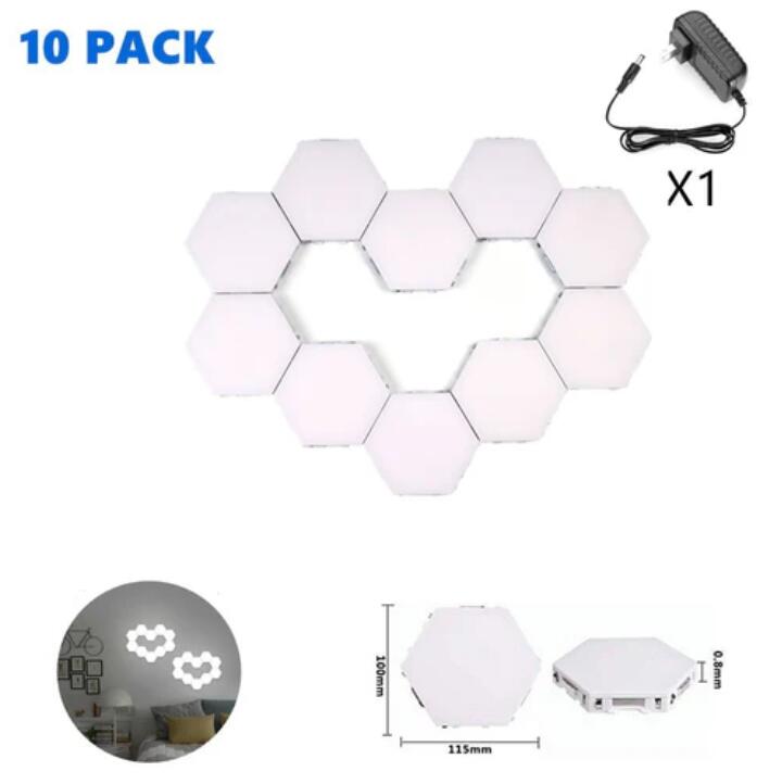 10 Pack Hexagonal LED Wall Light, DIY Modular Touch Sensitive Lights LED Night Light