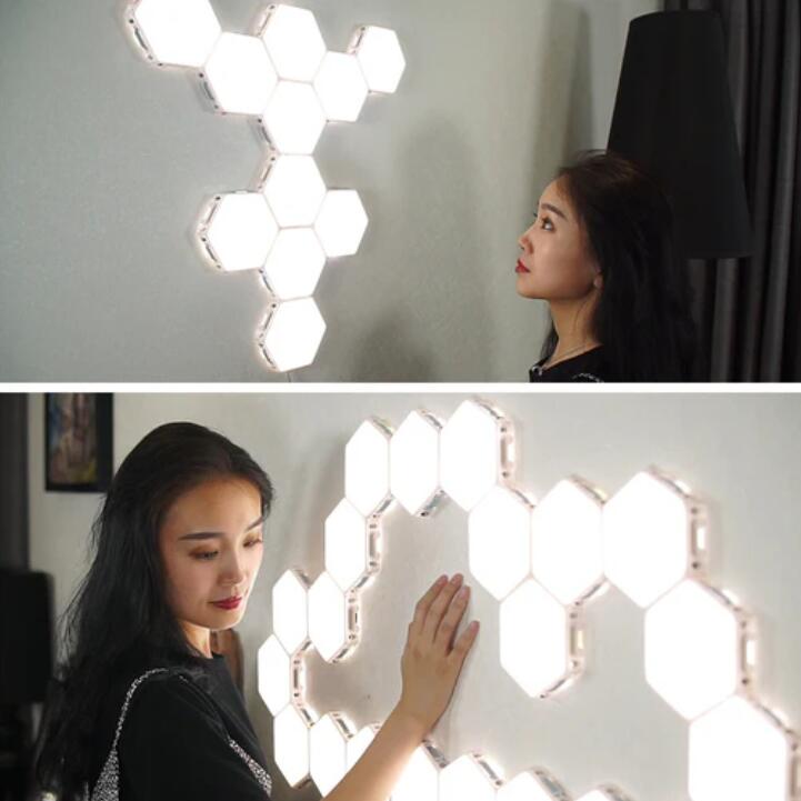 10 Pack Hexagonal LED Wall Light, DIY Modular Touch Sensitive Lights LED Night Light