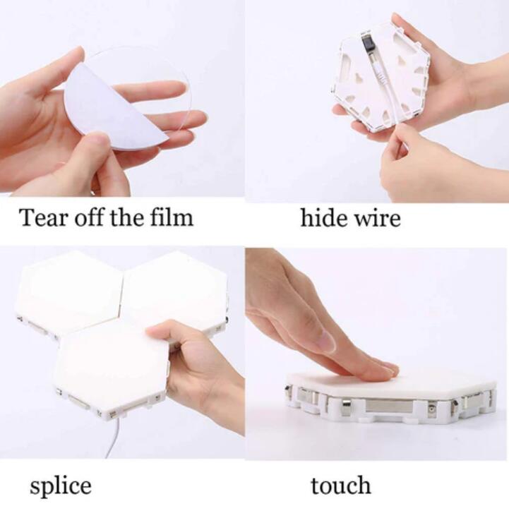 10 Pack Hexagonal LED Wall Light, DIY Modular Touch Sensitive Lights LED Night Light