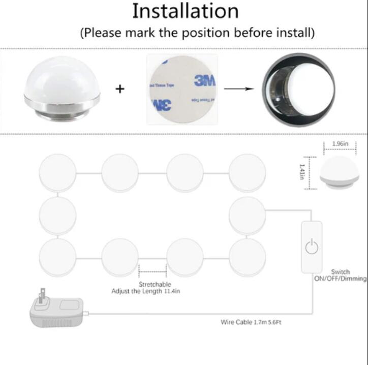 Hollywood Style LED Vanity Mirror Lights Kit with 10 Dimmable Medium Size Light Bulbs, Perfect for Makeup Vanity Table Set in Dressing Room